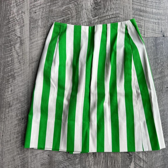 Vintage 1960's Arthur Jay Green and White Striped 3 Piece Jacket Skirt Short Set - Picture 12 of 13
